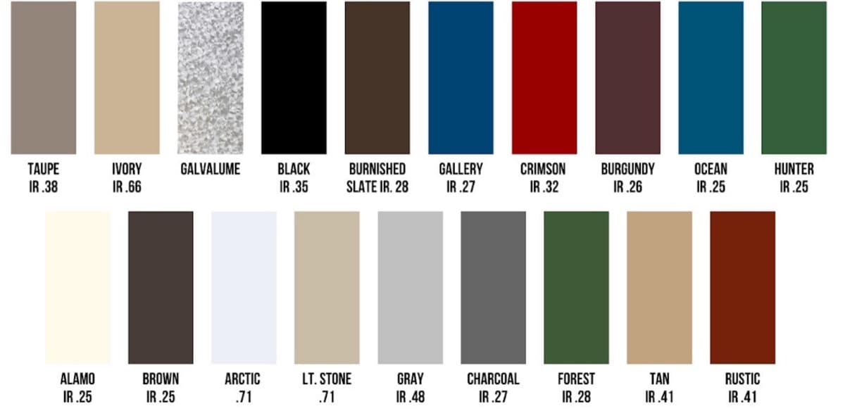 HRI Post Frame Color Options — 20 Standard Sherwin-Williams Colors