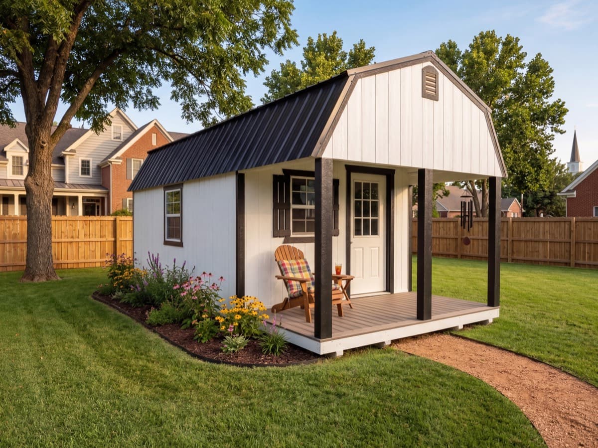 Custom shed in backyard